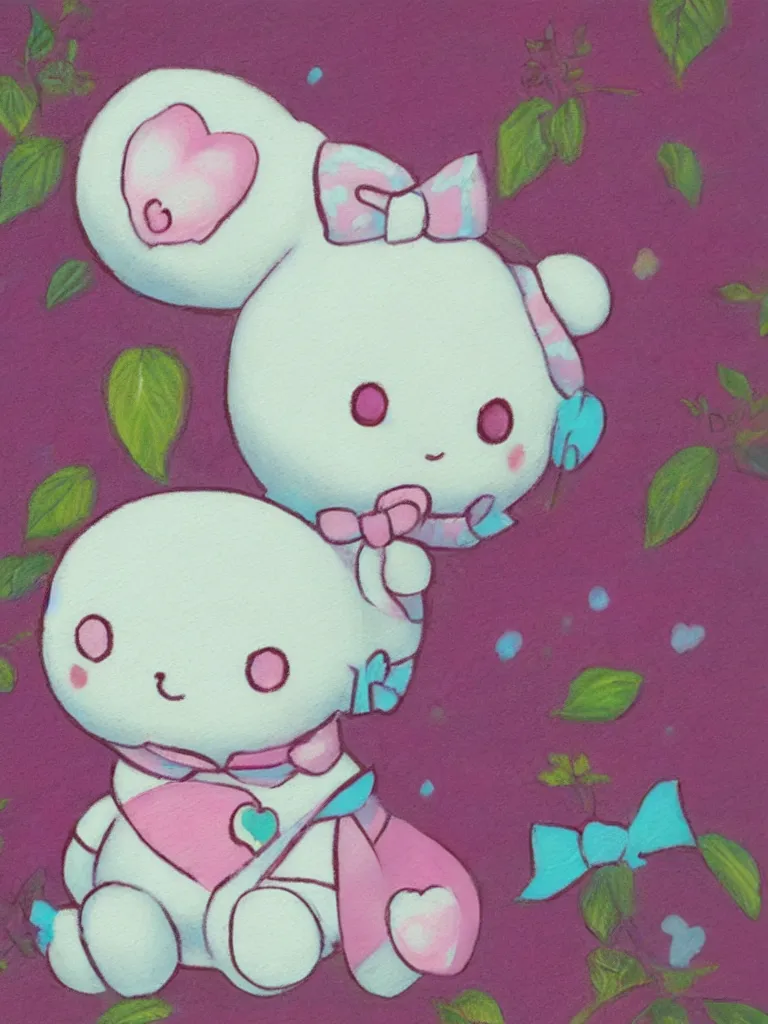 Image similar to cute, pastel painting of cinnamoroll, sanrio