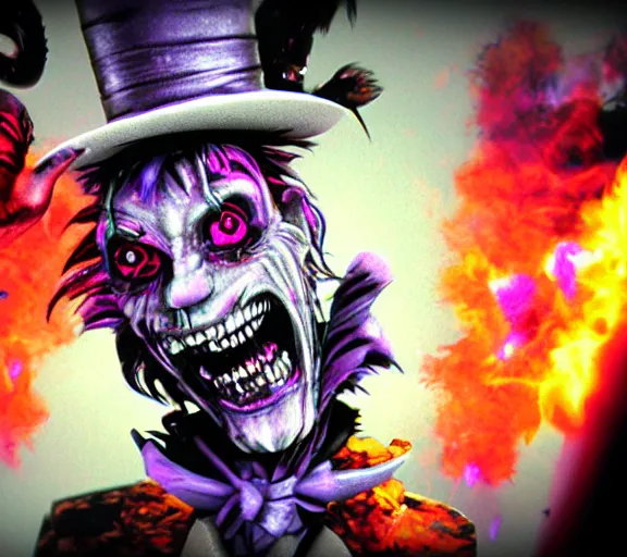 Image similar to grim-hatter, octane nightmare, deviantart hell, vcr footage, deep acid metal colors H 576