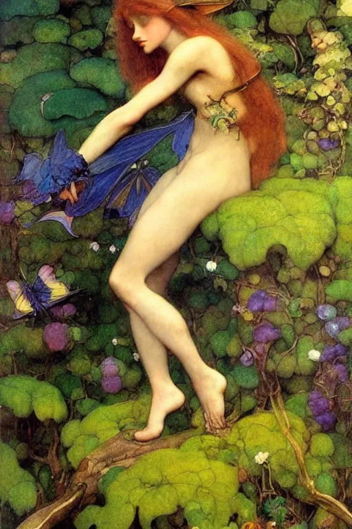 Image similar to a beautiful faerie, golden ratio, detailed, rainbowshift, by maxfield parrish, john william waterhouse, brian froud