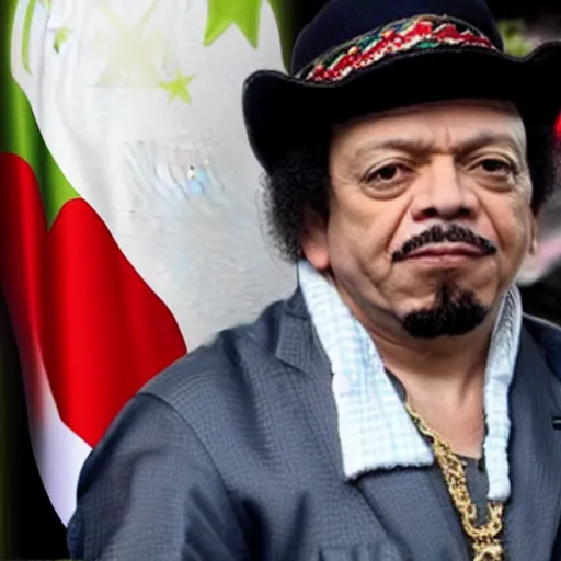 Image similar to carlos santana as the president of libya