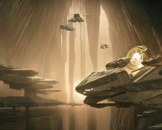 Prompt: the most amazing dream you ever had about star wars, hyper realistic, ambient lighting, concept art, intricate, hyper detailed, smooth, volumetric lighting, george lucas, ralph mcquarrie, octane