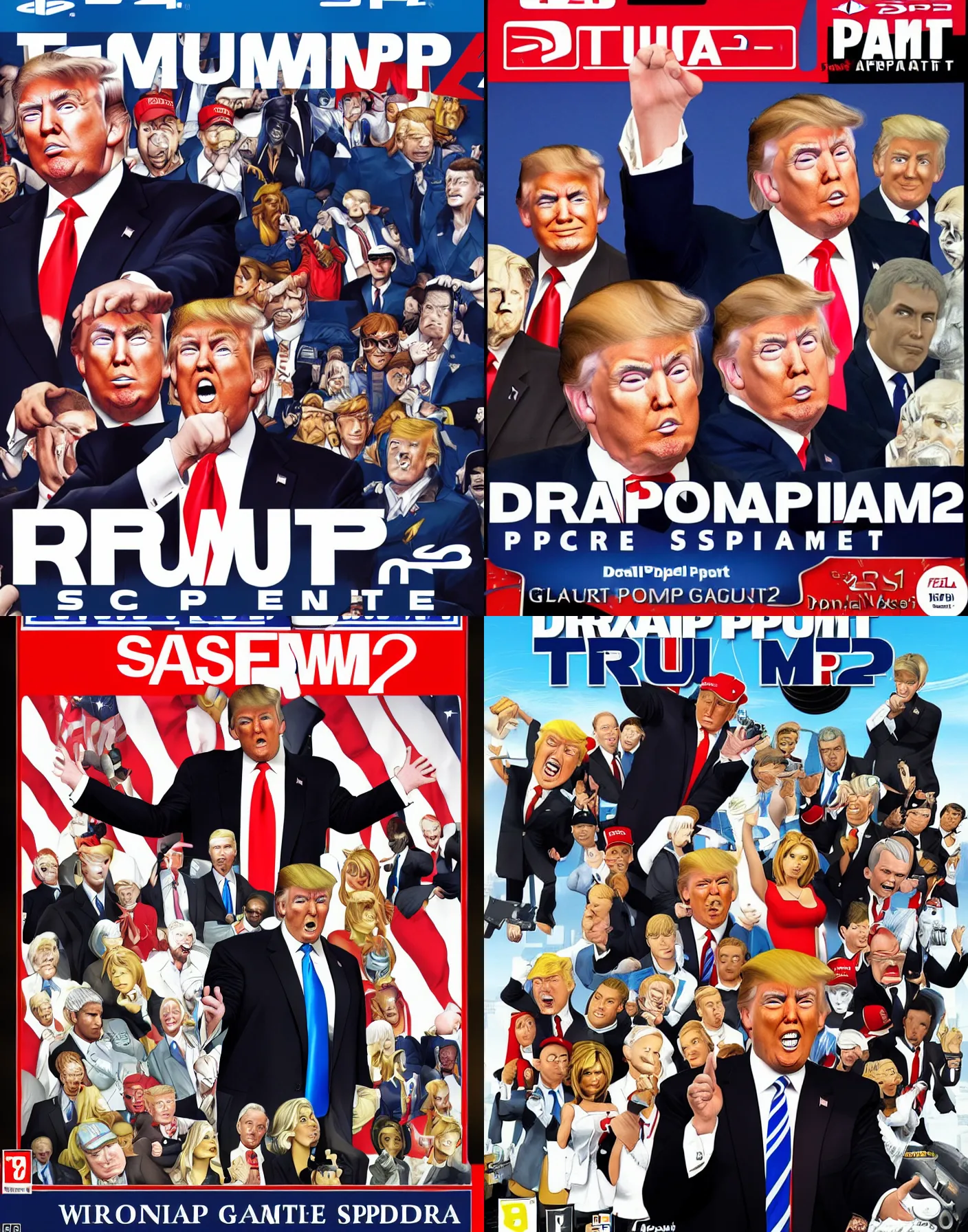 Prompt: Donald trump ps2 game cover art ea sports