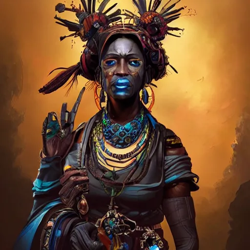 Prompt: a dark and ominous voodoo priestess, Apex Legends character digital illustration portrait design, by android jones, detailed, cinematic lighting, wide angle action dynamic portrait