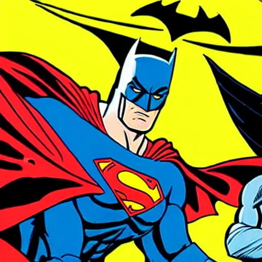 Image similar to batman with superman, by ty templeton, comic book art