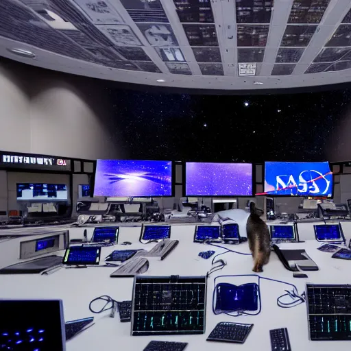 Prompt: cats working in the nasa command center, photo, detailed, 4 k