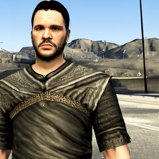 Prompt: jon snow from game of thrones in gta v loading screen