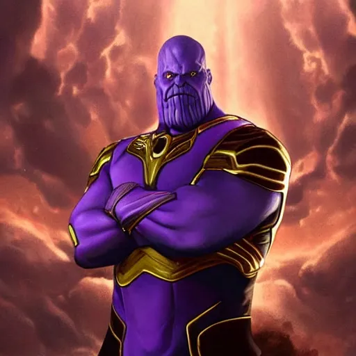 Image similar to thanos who looks like putin, Cinematic, Portrait, Ultra-HD, Beautiful Lighting, insanely detailed and intricate, hypermaximalist, elegant, ornate, hyper realistic, super detailed