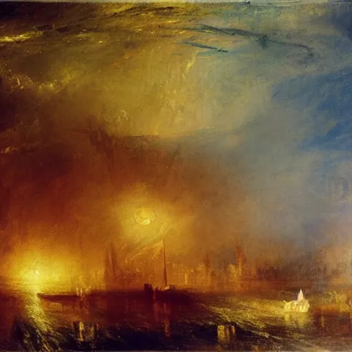 Image similar to painting by J M W Turner of an aeroplane