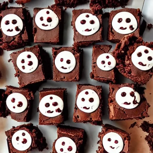 Image similar to a bunch of brownies that forms to look like robert downey