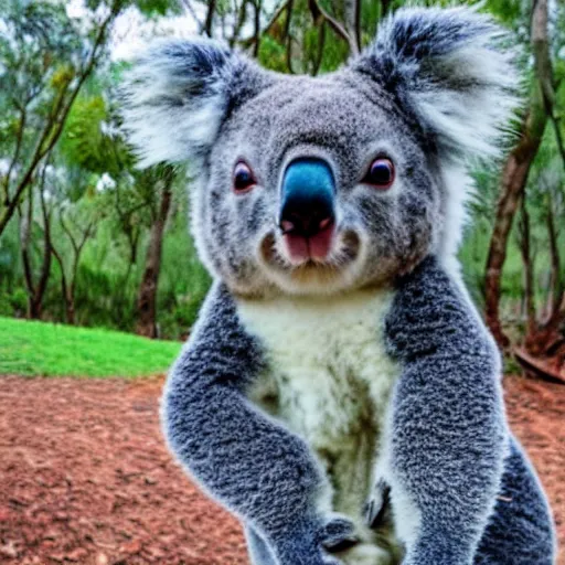 Prompt: cute koala falling towards camera