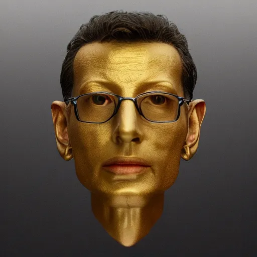 Image similar to hyperrealistic dslr film still of jeff goldblum disguised as gold doubloon, stunning 8 k octane comprehensive 3 d render, inspired by istvan sandorfi & greg rutkowski & unreal engine, perfect symmetry, dim volumetric cinematic lighting, extremely hyper - detailed, incredibly real lifelike attributes & flesh texture, intricate, masterpiece, artstation, stunning