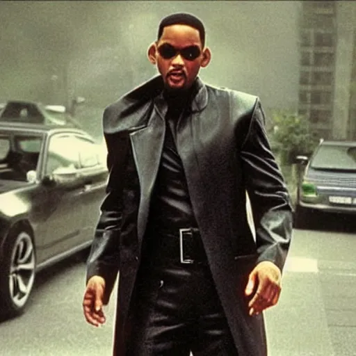 Image similar to will smith as neo in the matrix movies, cinematic, very detailed, photorealistic