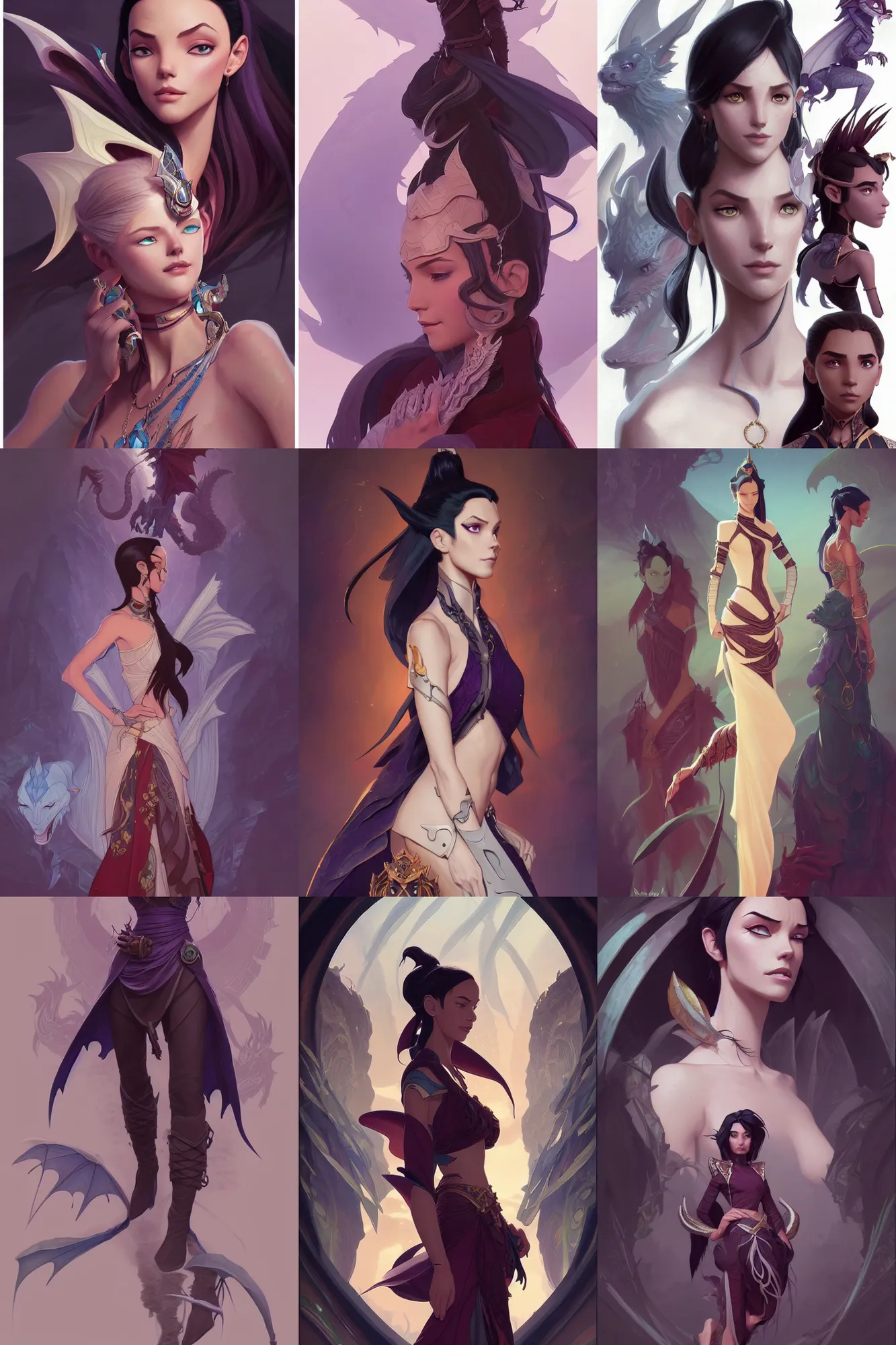 Prompt: fashion and character design spot illustrations from avatar combined with the dragon prince, d & d, fantasy, intricate, elegant, highly detailed, digital painting, artstation, concept art, matte, sharp focus, illustration, hearthstone, art by artgerm and greg rutkowski and alphonse mucha