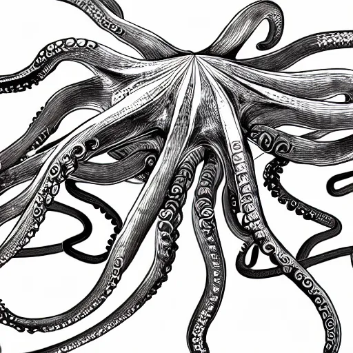 Image similar to illustration of octopus tentacles on a moog system 100 modular synth