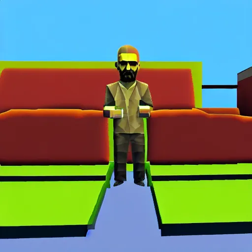 Image similar to breaking bad, nintendo 6 4 screenshot, low poly, aliased