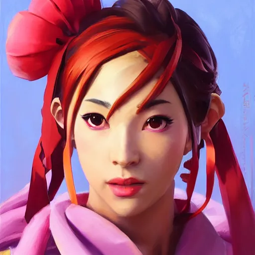 Image similar to greg manchess portrait painting of sakura from fortnite as overwatch character, medium shot, asymmetrical, profile picture, organic painting, sunny day, matte painting, bold shapes, hard edges, street art, trending on artstation, by huang guangjian, gil elvgren, ruan jia, greg rutkowski, gaston bussiere