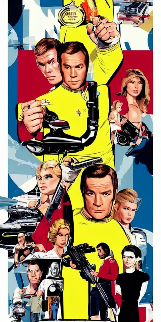 Image similar to captain kirk like a GTA poster