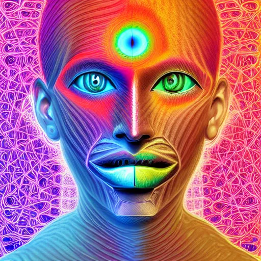 Image similar to a digital image of a face with eyes, digital art by alex grey, instagram contest winner, computer art, glitch art, dystopian art, glitchy