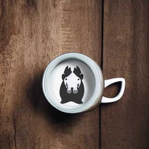 Image similar to a mug with shape of a rhino head, high quality product photography, behance, pinterest