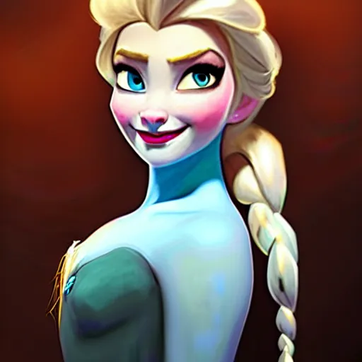 Image similar to Greg Manchess portrait painting of Elsa from Frozen as Overwatch character, medium shot, asymmetrical, profile picture, Organic Painting, sunny day, Matte Painting, bold shapes, hard edges, street art, trending on artstation, by Huang Guangjian and Gil Elvgren and Sachin Teng