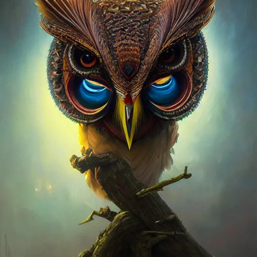 Prompt: a ultradetailed beautiful concept art of a an intricate wooden mask of an owl painted with beautiful colors, but the mask hide some dark secret, photorealism, sharp details, volumetric light, high resolution 4 k, by tom bagshaw, greg rutkowski, charli bowater and artgeem