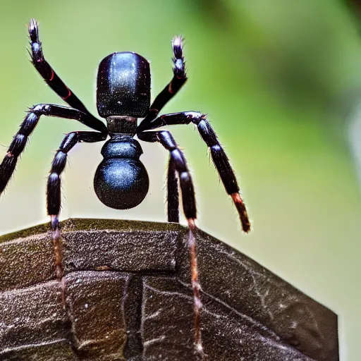 Prompt: a statue of a spider, centered, photo taken by a nikon, sharp focus, highly detailed