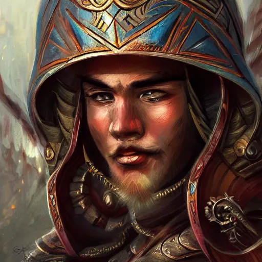 Prompt: Central Asian Warrior, fantasy, portrait, highly detailed, digital painting, trending on artstation, concept art, sharp focus, illustration