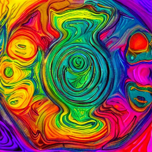 Image similar to the meaning of life, lsd, trippy, hyperactive, colourful, abstract art