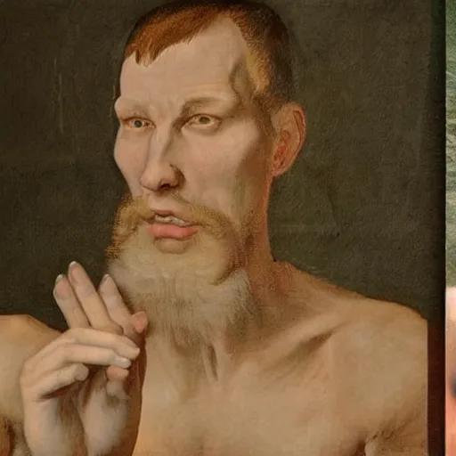 Image similar to A 16th century mannerism painting of Jerma985, portrait of Jerma985, grainy, realistic, very realistic, hyperrealistic, highly detailed, very detailed, extremely detailed, very neat, very epic, very cool, detailed, trending on artstation