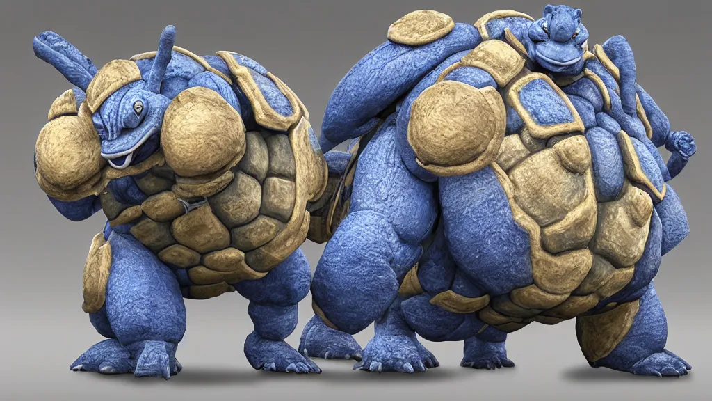 Image similar to Blastoise, realistic, highly detailed