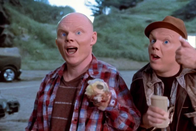 Prompt: a film still of Bill burr in a goonies, high quality