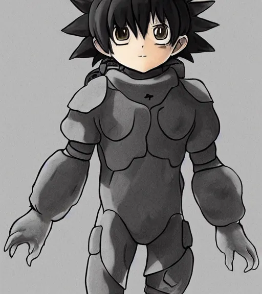 Prompt: attractive little boy wearing an cyborg bear suit, artwork in kentaro miura and made in abyss, inspired in inazuma eleven, smooth, beautiful lightness, anatomically correct, trending on pixiv, perfect composition