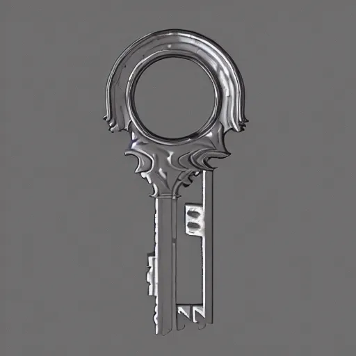 Prompt: a single highly detailed 3d opening key object, object is on the center of image, adventure game inventory item, on the solid white color background, trending on artstation