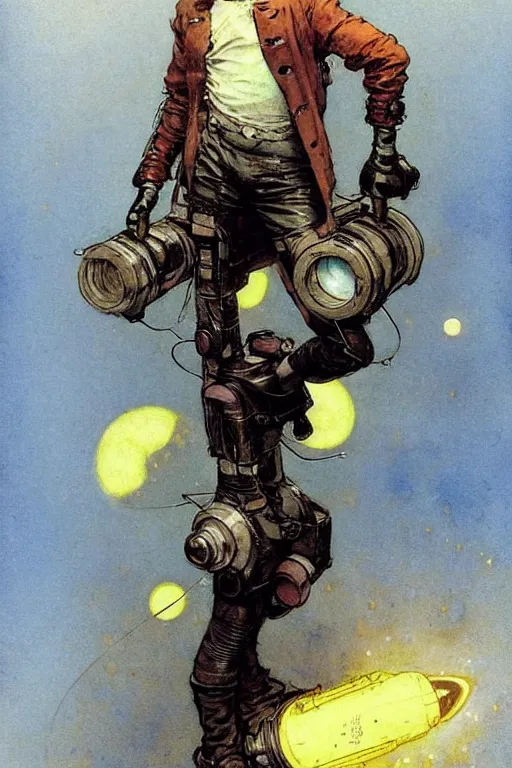 Image similar to ( ( ( ( ( 2 0 5 0 s retro future 1 0 year old boy super scientest in space pirate mechanics costume full portrait. muted colors. ) ) ) ) ) by jean baptiste monge, robert mcginnis!!!!!!!!!!!!!!!!!!!!!!!!!!!