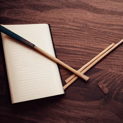 Image similar to studio photography of book with drum sticks, DLSR Photograph