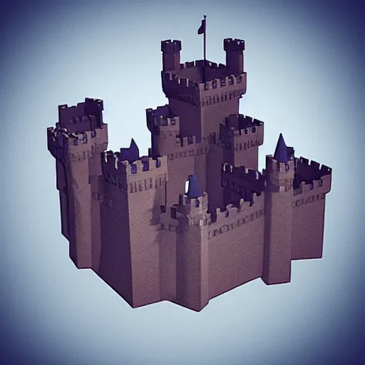 Prompt: Low poly render of a mighty castle