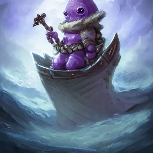 Image similar to cute little anthropomorphic violet sea-snail sorcerer wearing crypt baldric, tiny, small, miniature animal, baby animal, short, pale blue armor, cute and adorable, pretty, beautiful, DnD character art portrait, matte fantasy painting, DeviantArt Artstation, by Jason Felix by Steve Argyle by Tyler Jacobson by Peter Mohrbacher, cinematic lighting