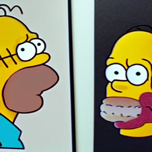 Image similar to homer simpson is drawing himself