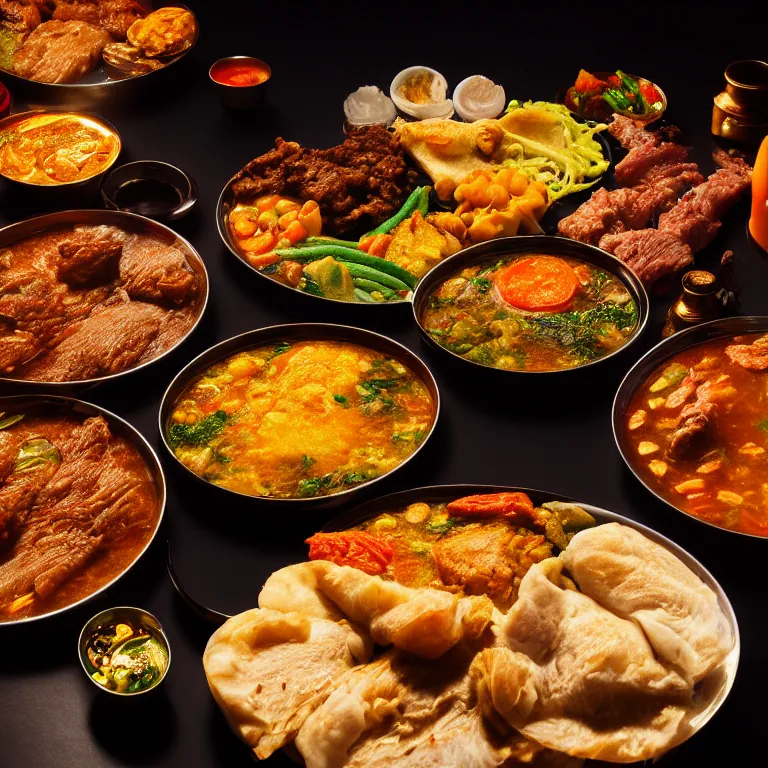 Prompt: close - up focused dslr photograph of an ghanan dinner, 8 k, high detail, volumetric lighting, hyperrealism, aesthetically pleasing, studio lighting, trending