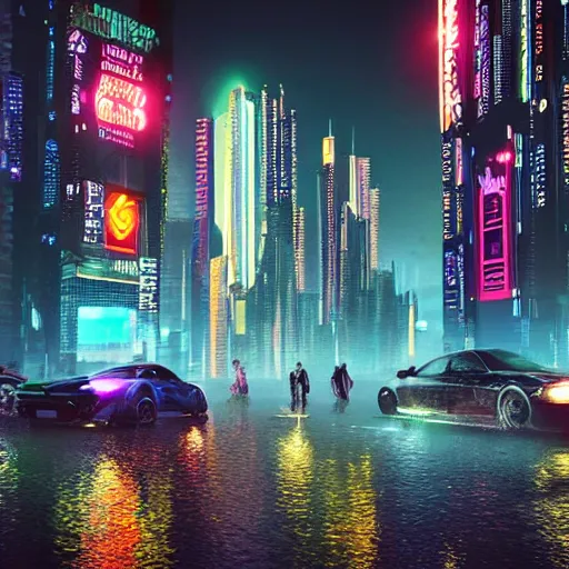 Image similar to cyberpunk city in India, rain, night, photorealistic