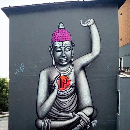 Image similar to street art hip hop gangsta buddha