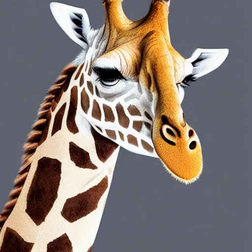 Image similar to a person with a giraffe snout, realistic portrait, photorealistic,