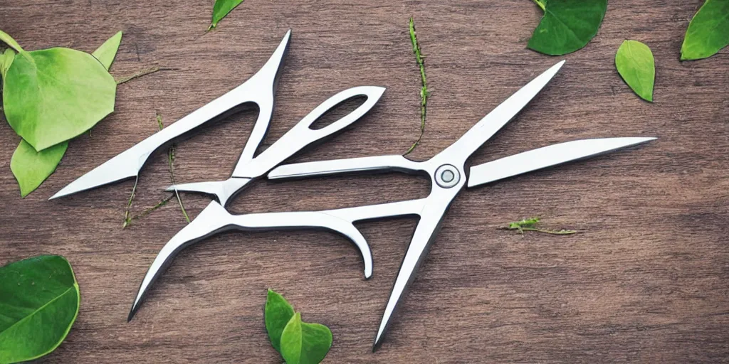 Image similar to cartoon scissors covered with plants