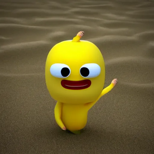Prompt: Dancing banana at the beach, 3d render, cute, chibi, shaded