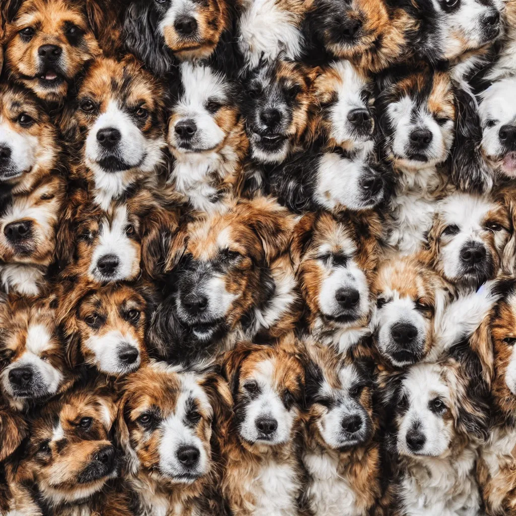 Prompt: a close up of a wall made of multiple dogs, a photo by fred a. precht, shutterstock contest winner, dye - transfer, ultrafine detail, uhd image