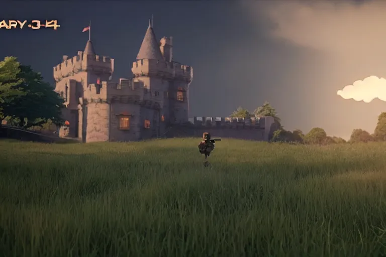 Image similar to game trailer of a semi realistic first person studio ghibli, pixar and disney animation, sharp, shooter game trailer on victorian castle, castle landscape, rendered in unreal engine 5, cinematic lighting, ray tracing, unreal engine 5, photorealistic