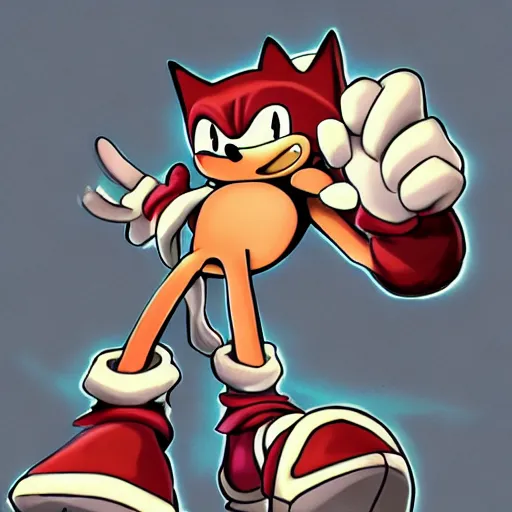 Image similar to sonic the hedgehog, dressed up as knuckles, Trending on Artstation, Hiroaki Tsutsumi style