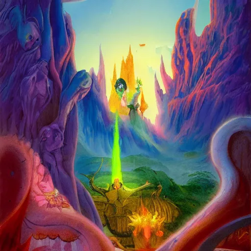 Prompt: miltons paradise lost but with disney characters, hellish landscape, art by john martin, inspiring, award winning