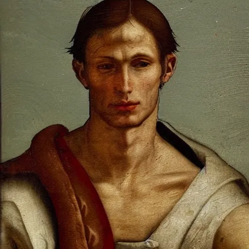 Image similar to A 14th century italian renaissance oil painting of Jerma985, portrait of Jerma985, grainy, realistic, very realistic, hyperrealistic, highly detailed, very detailed, extremely detailed, very neat, very epic, very cool, detailed, trending on artstation