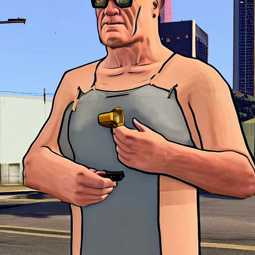 Prompt: Hank Hill in GTA V